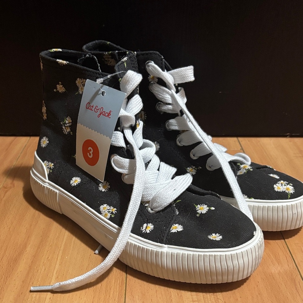 Cat & Jack Black Daisy Print Kids High-Top Sneakers